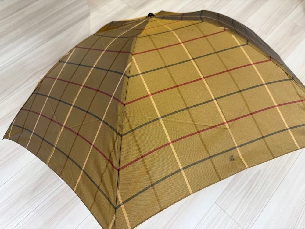 Burberry Folding Umbrella Checked Pattern Compact Ready to Use Authentic