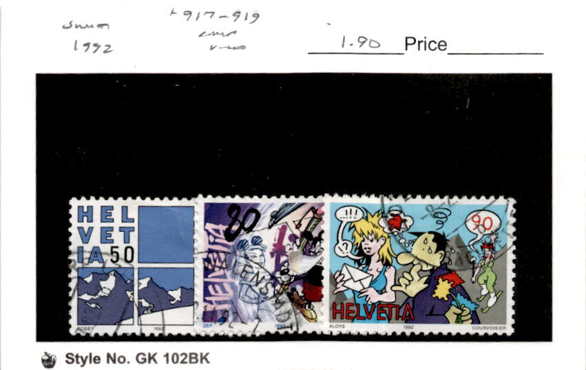 Switzerland, Postage Stamp, #917-919 Used, 1992 Comic Strips (AC)