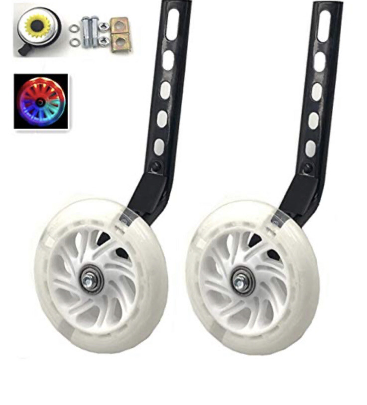 YJIA Bicycle Riding Flash Silent Training Wheels White