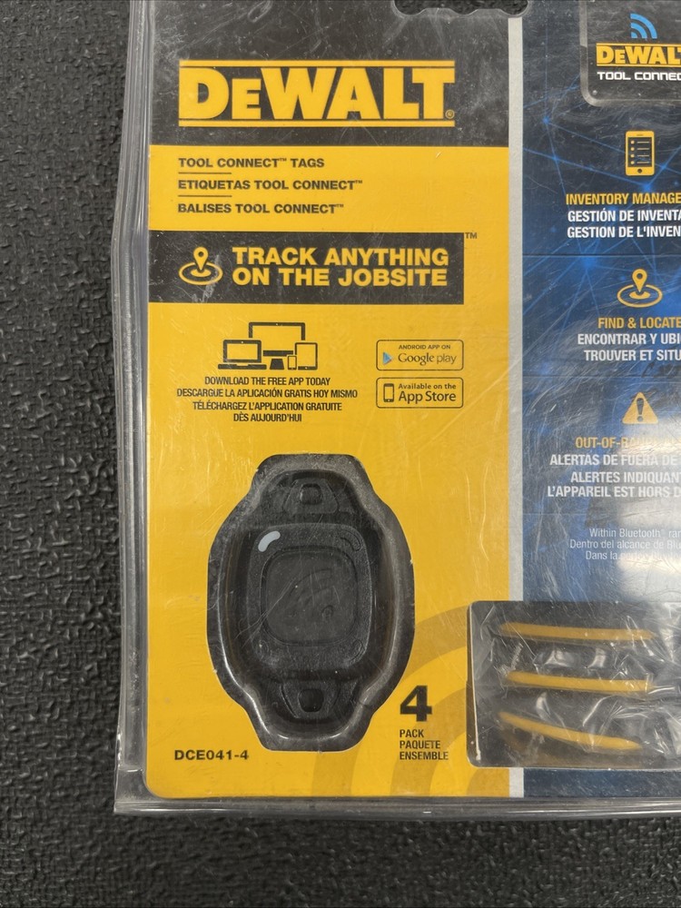 NEW! DeWALT Bluetooth Tracker Tool Connect Tags (4 pack) DCE041-4 M2