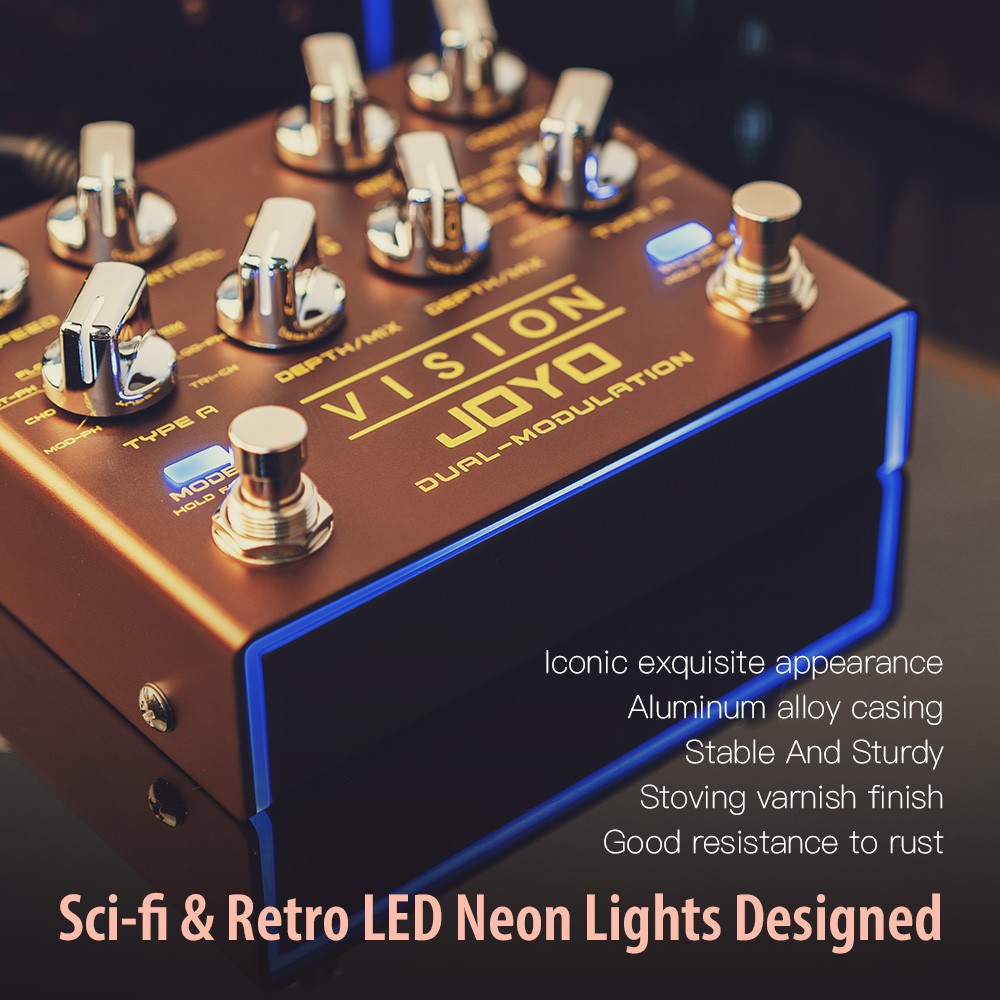 JOYO Modulation Multi Effects Pedal Dual Channel Stereo Input /Output 9 Effects