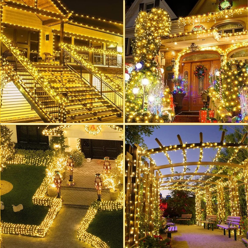 Weillsnow 328 FT 1000 LED Christmas String Lights with Remote & Timer, 8 Lightin
