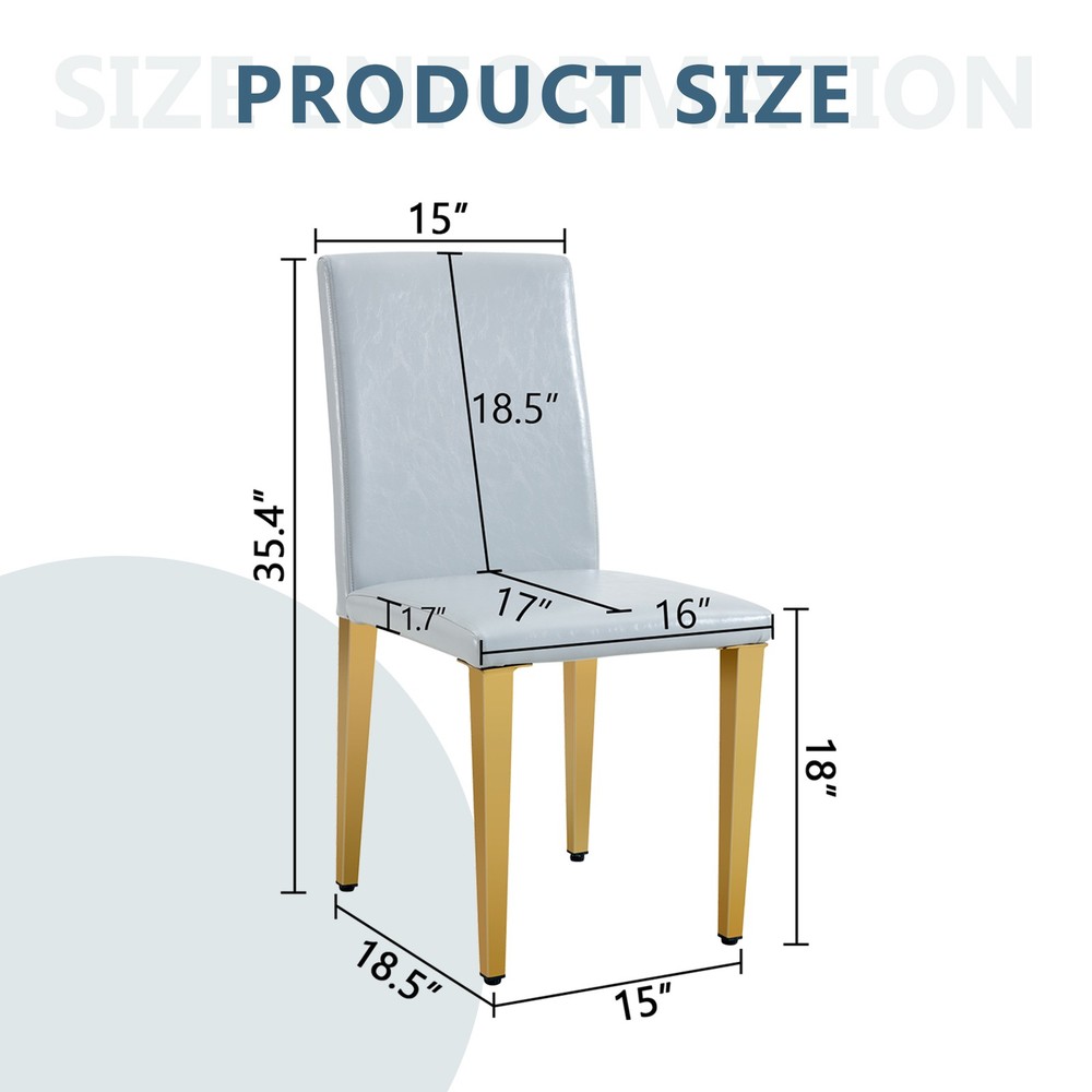 Four Light Gray PU dining chairs, simple and versatile, comfortable and accomp