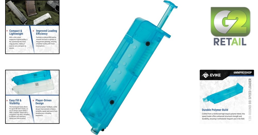 Universal Blue 120rd Airsoft Speed Loader – Lightweight with Enhanced Features