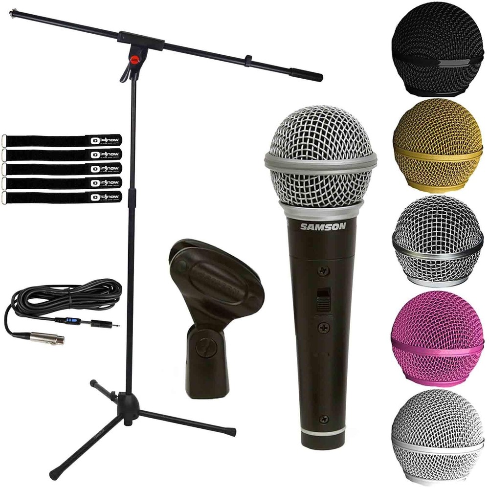 Handheld Dynamic Karaoke Computer Microphone Vocal DJ PA Mic w Stand & Cables