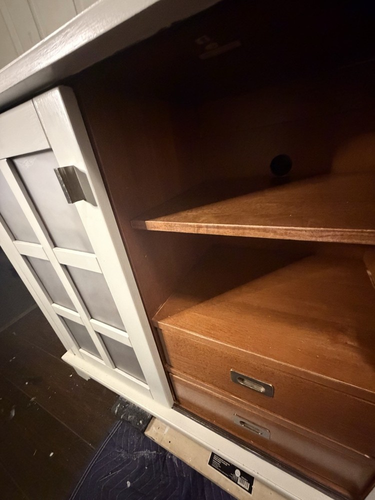 White Wood Sideboard Cabinet W/ Doors Storage Console