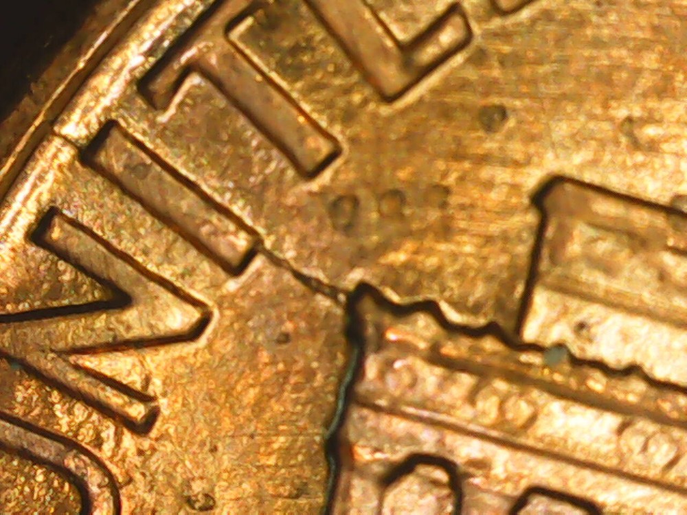 1990 Penny Die Crack Reverse