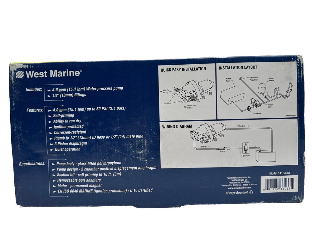 West Marine 4 GPM Freshwater System Pump