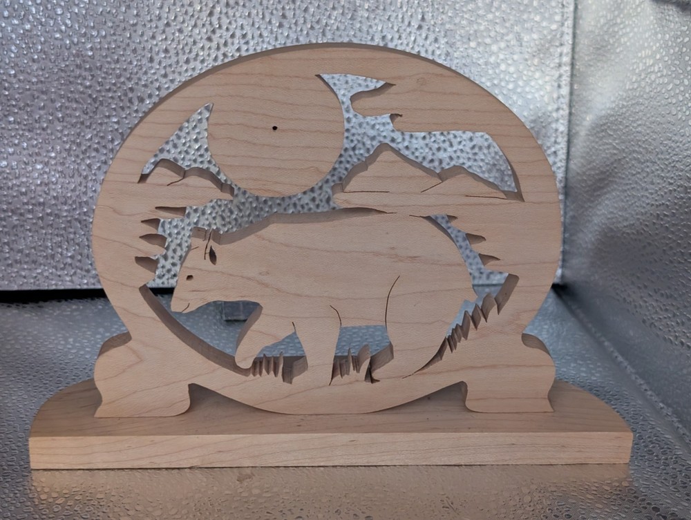 Handmade Scrollsawn Wood Bear Clock