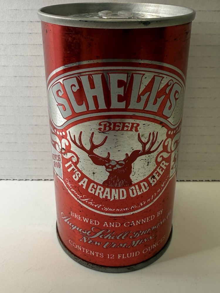 August Schell's Red Deer - Empty Beer Can - Bottom Opened