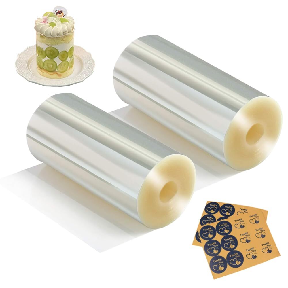 2-Set 5 inch Cake Collars Transparent Acetate Strips for Mousse Baking