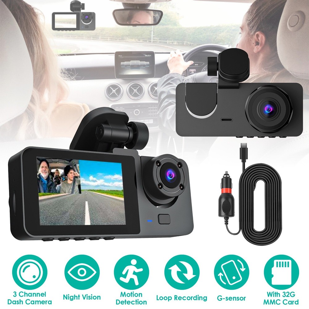 Multi-Channel Dash Cam W/ Coverage Plus 32G Card Sensor Motion Detection Parking