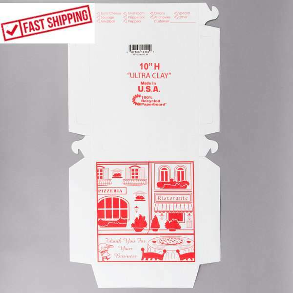 100 Pack Clay Coated Square Pizza Bakery Box Easy Stack Store Tuck Style Lid