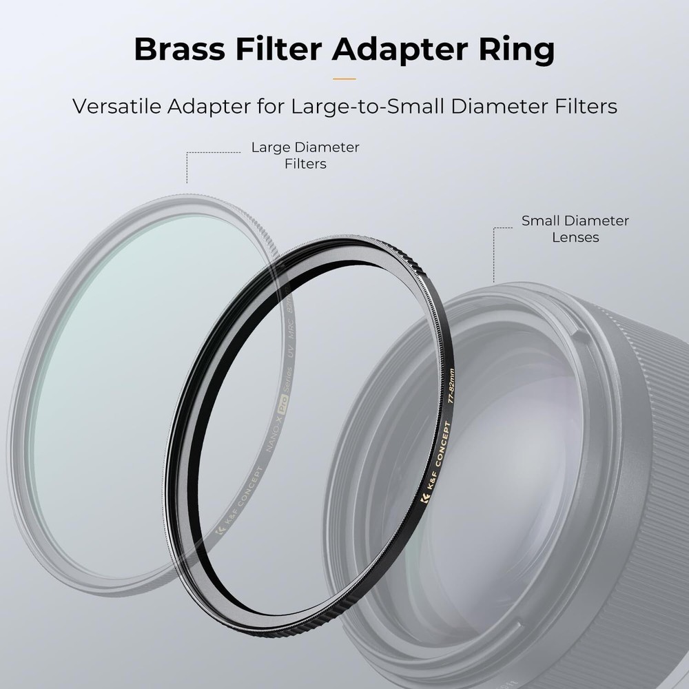 K&F Concept Step-Up Lens Filter Adapter Ring CNC Brass Filter Adapter Rings
