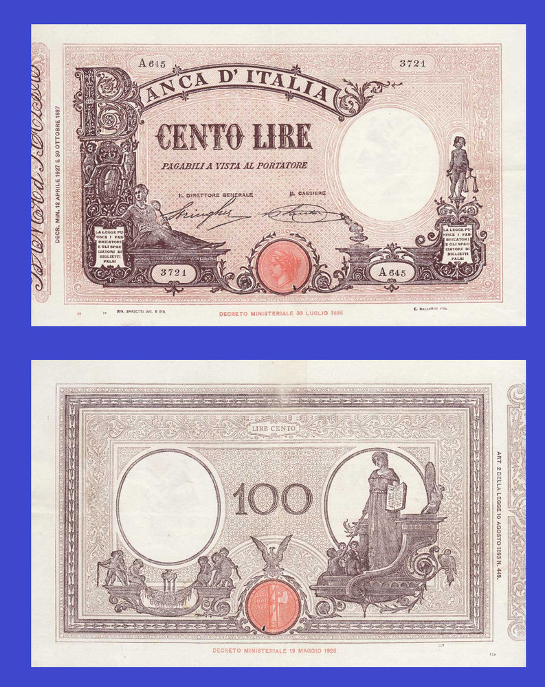 Italy 100 lire 1928  *  Copy