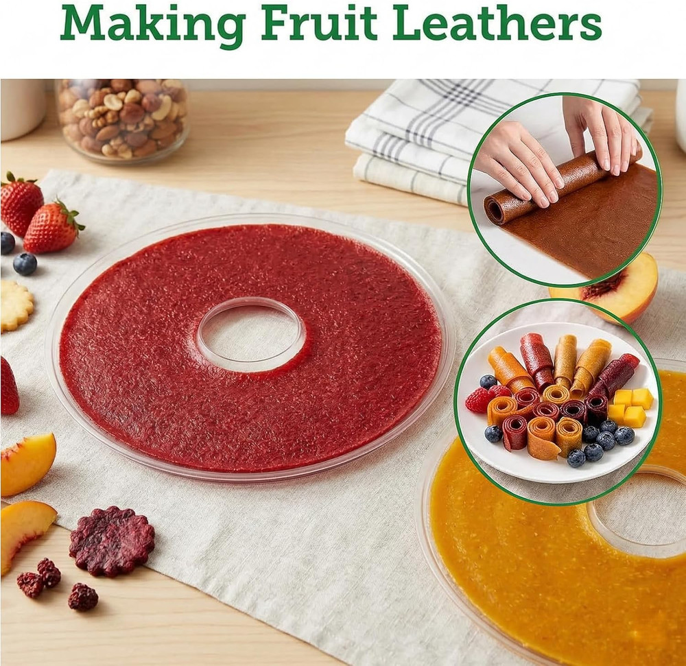 6 Pack Fruit Roll Sheets, Round Plastic Dehydrator Sheets with Edges, Reusable D