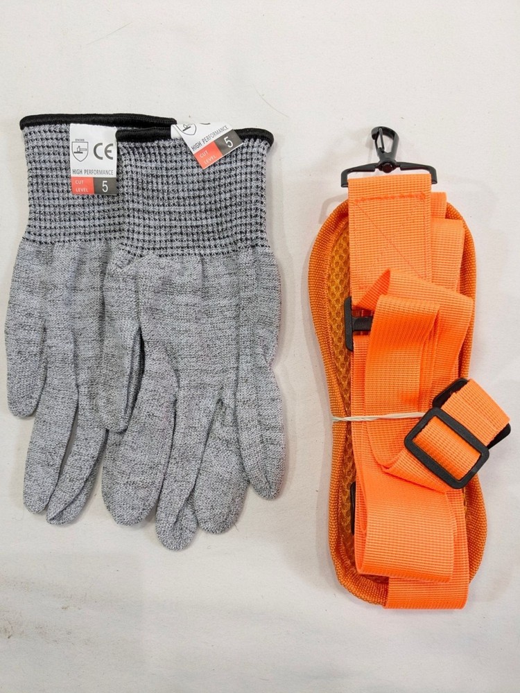 Heavy-Duty Shoulder Trimmer Tool Strap & Cut-Resistant Gloves Set Adjustable