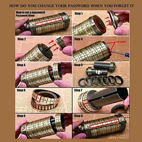 Cryptex Da Vinci Code Mini Cryptex Lock Puzzle Boxes with Hidden Brass