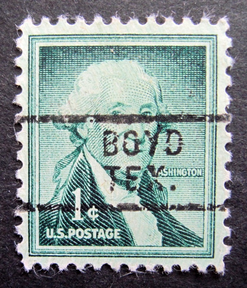 Sc # 1031 ~ 1 cent Liberty Issue, Washington, Precancel, BOYD TEX.