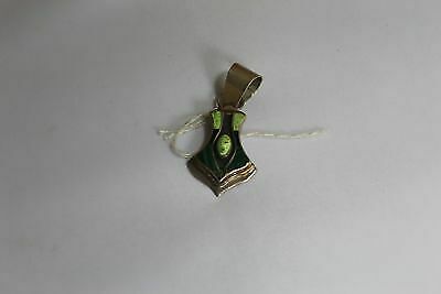 VINTAGE-STERLING-silver-Green-Stone-Pendent