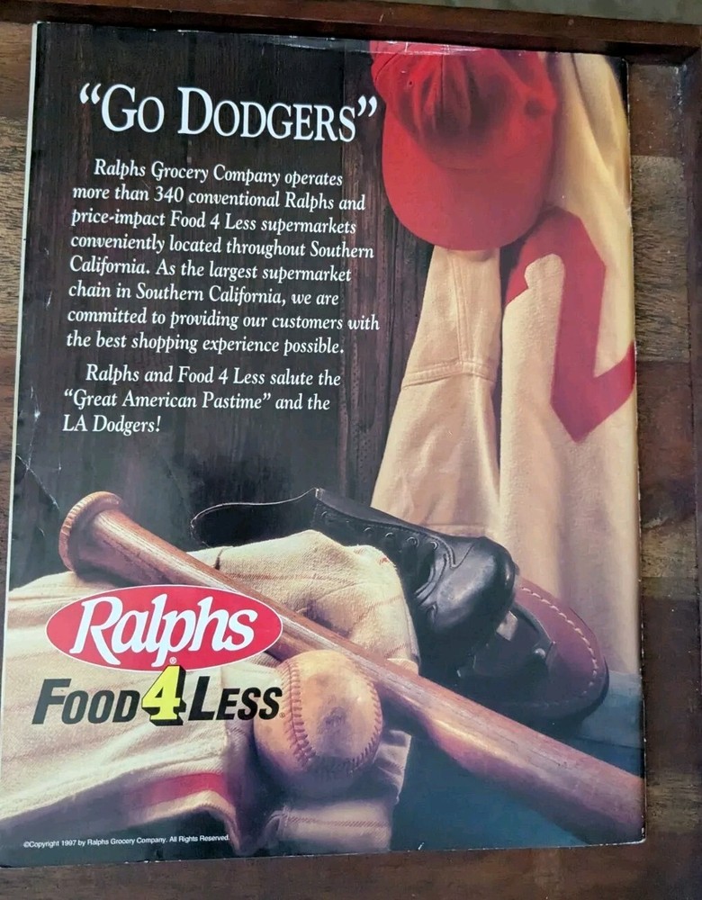 1997 Basebal Program LA Dodgers vs Marlins UNSCORED Hideo Nomo