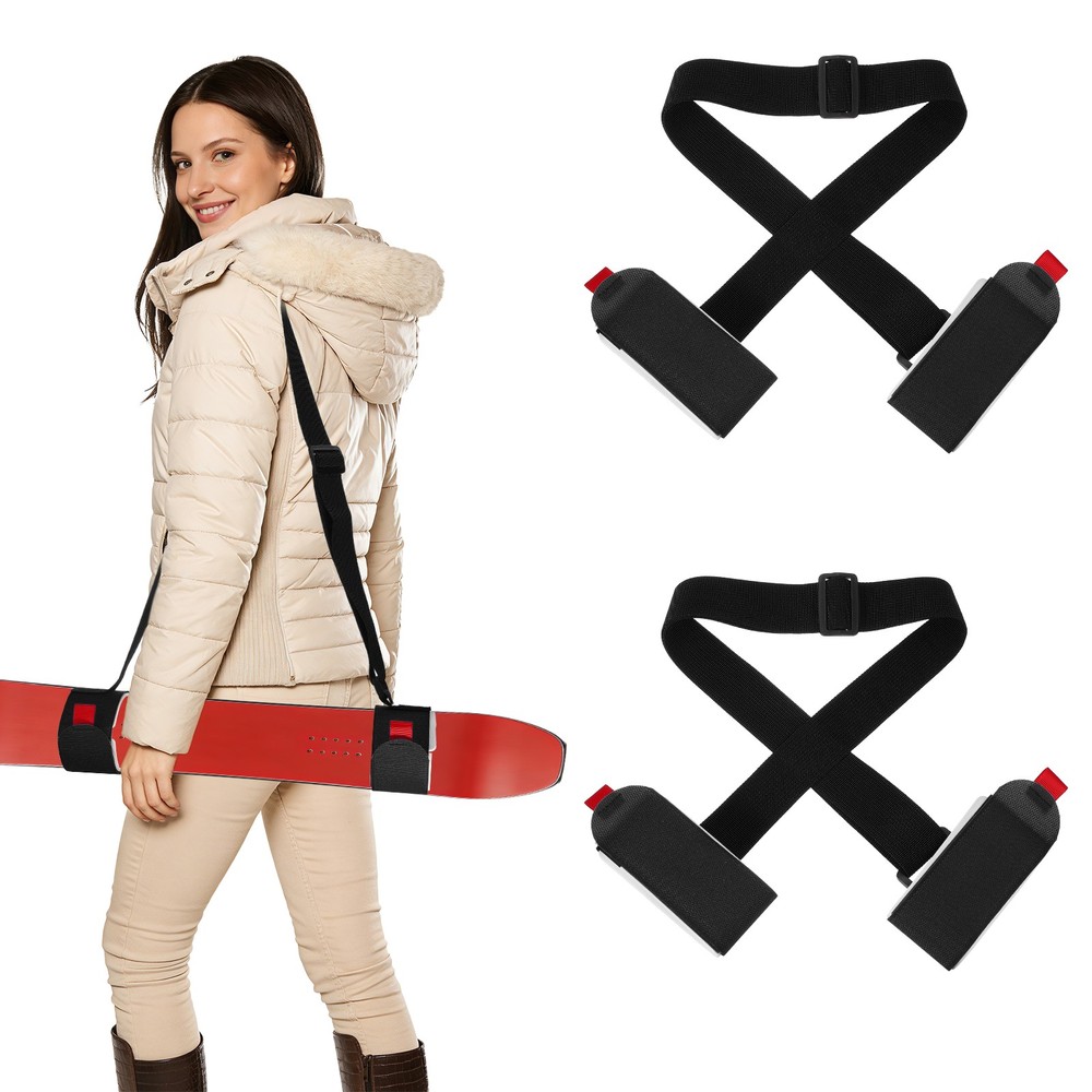 Ski Strap, Adjustable Ski Carrier Shoulder Straps,2Pcs& Black & White & 45.7"