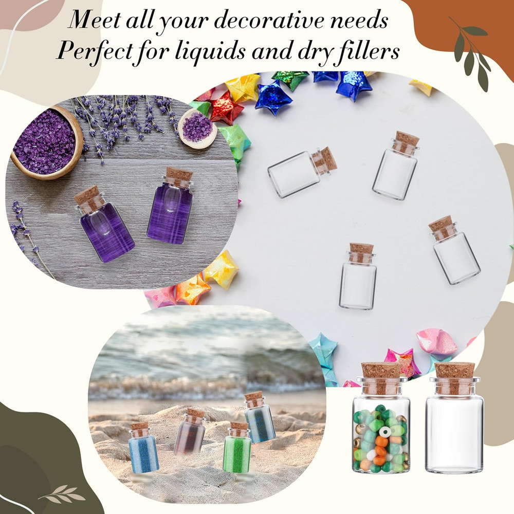 50 Packs 10ml Mini Plastic Bottles with Corks Small Potion Bottles Tiny Clear...