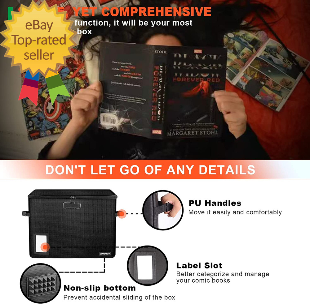 Comic Book Storage Box Fireproof & Water-Resistant Comic Book Box with Lock