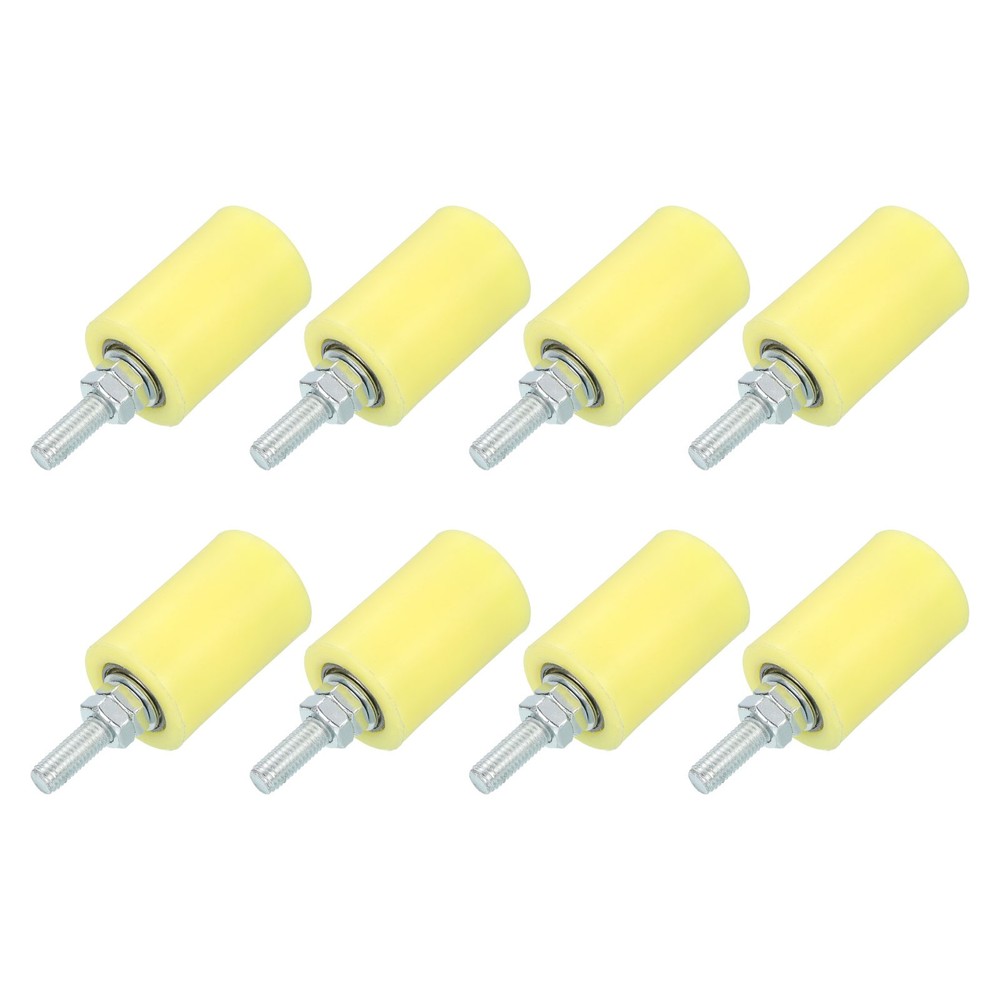 8Pcs Slide Gate Guide Roller, 2.3" Nylon Rollers Gate Support Assembly, Yellow