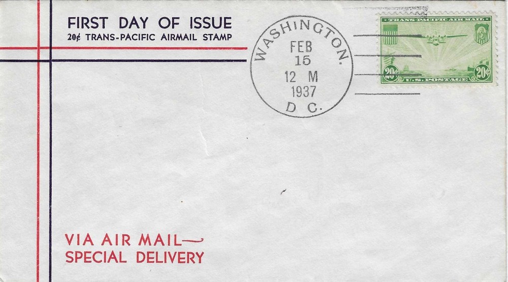 FDC # C21-4a -- WS cachet -- 20c China Clipper