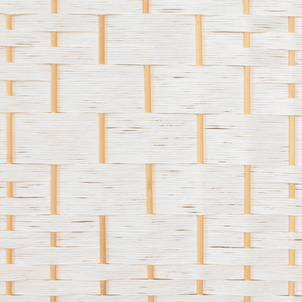 2 ft. Short Diamond Weave Fiber Folding Screen - White - 4 Panel