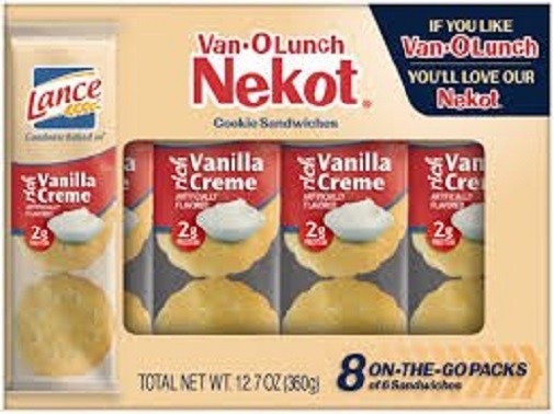Lance Nekot Van O Lunch Cookie Sandwiches Rich Vanilla Creme