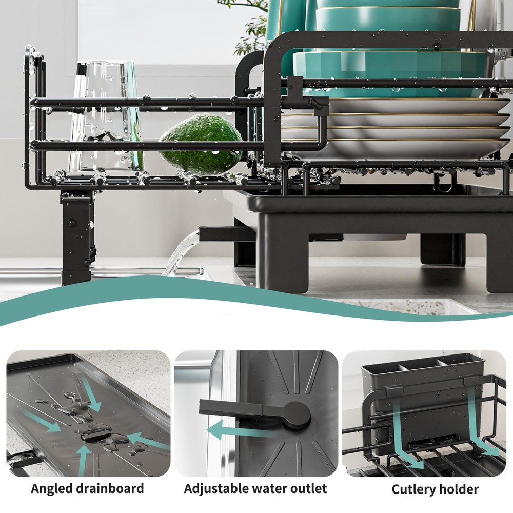 Small Dish Drying Rack - Extendable Dish Rack for Kitchen Counter, Rustproof ...
