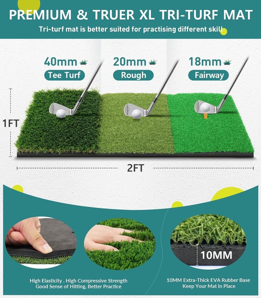 Golf Net: 10x7FT Golf Practice Net for Backyard Driving, Hitting Net with Tri...