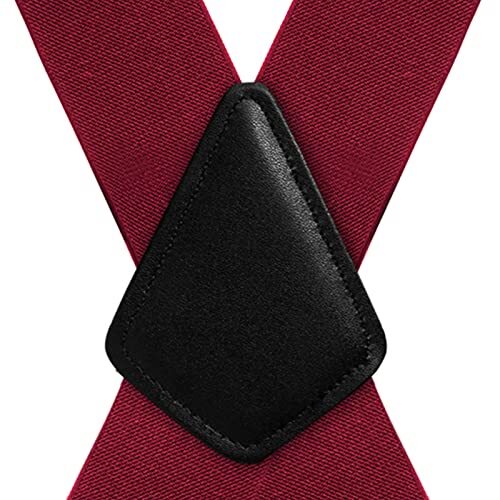 Mens Suspenders X-Back 2" Wide Adjustable Solid Straight Heavy 05 X-back (Red)