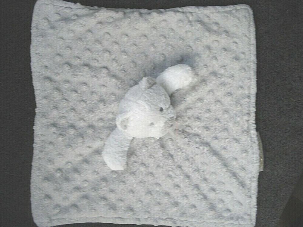 Blankets & Beyond Gray White Minky Dot Teddy Bear Security Blanket
