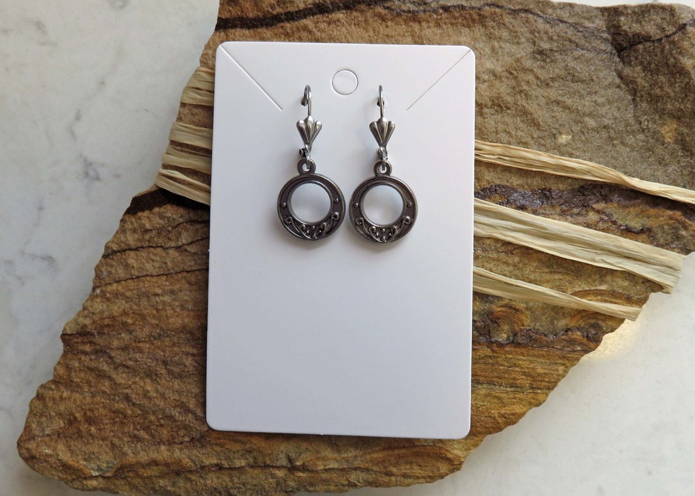 Silver tone Earrings - Petite, Round Drop Earrings