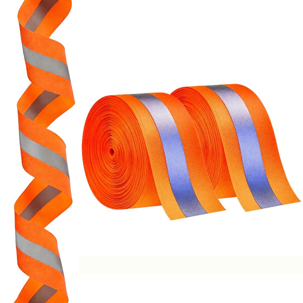 2" X 33Ft X 2 Rolls Reflective Ribbon, 2 Cm Reflective Width High Visibility Fab