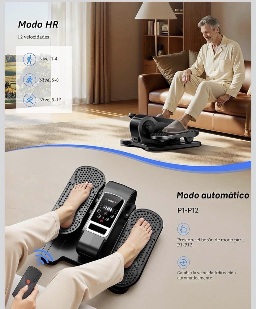 CURSOR Mini Stepper Black Remote Control LCD Display Motorized Workout Tracking