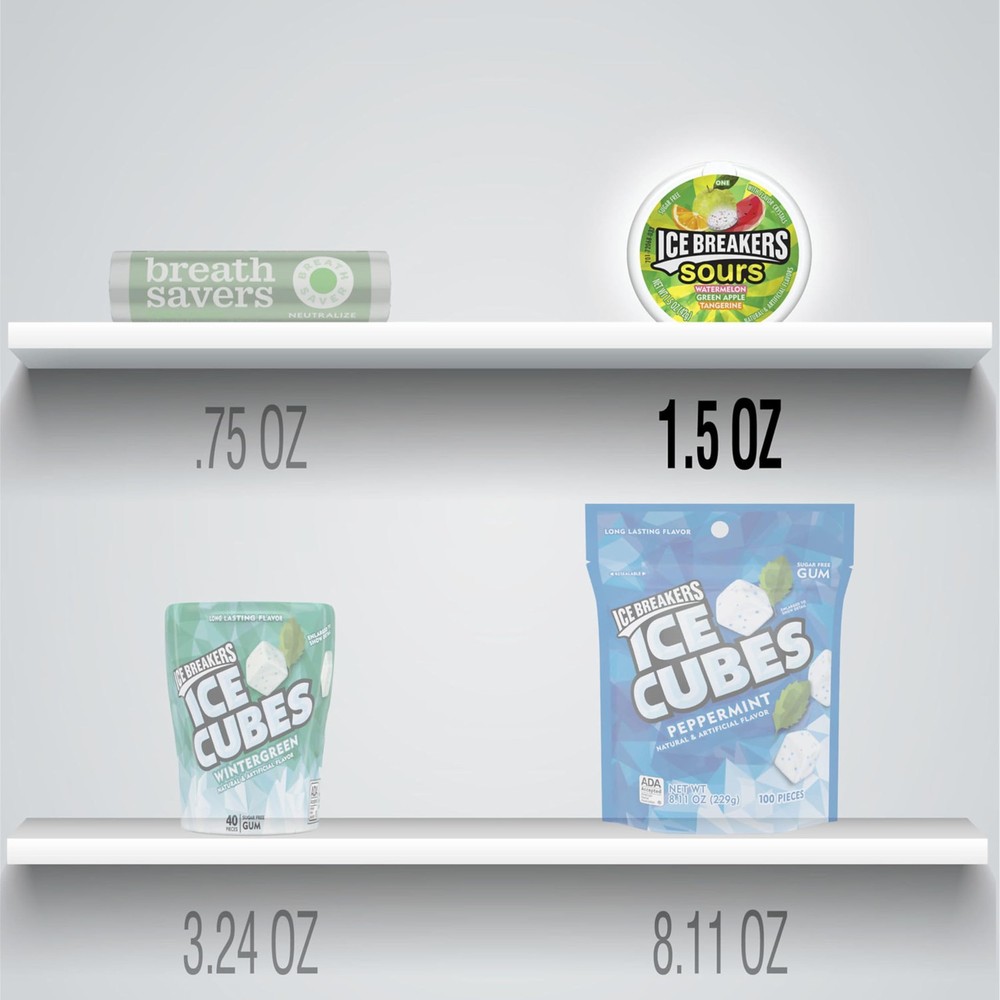 ICE BREAKERS Sours Assorted Fruit Flavored Sugar Free Mints Tins, 1.5 oz