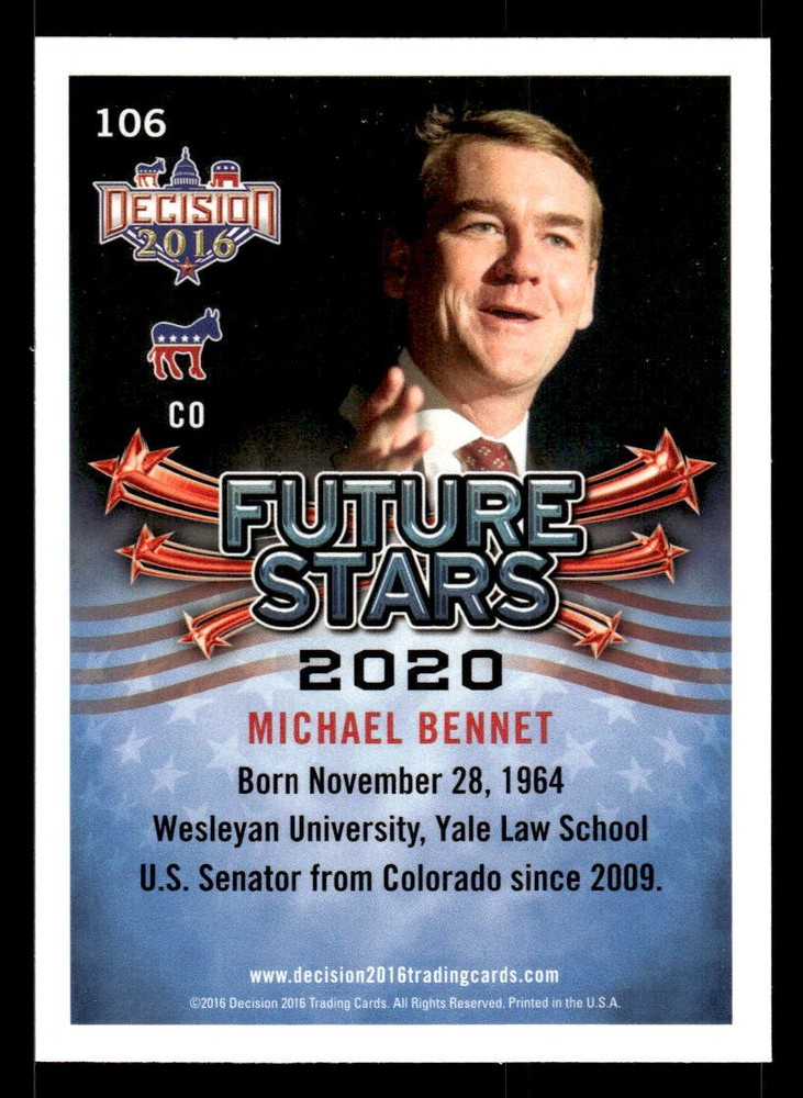 2016 Decision 2016 #106 Michael Bennet Card