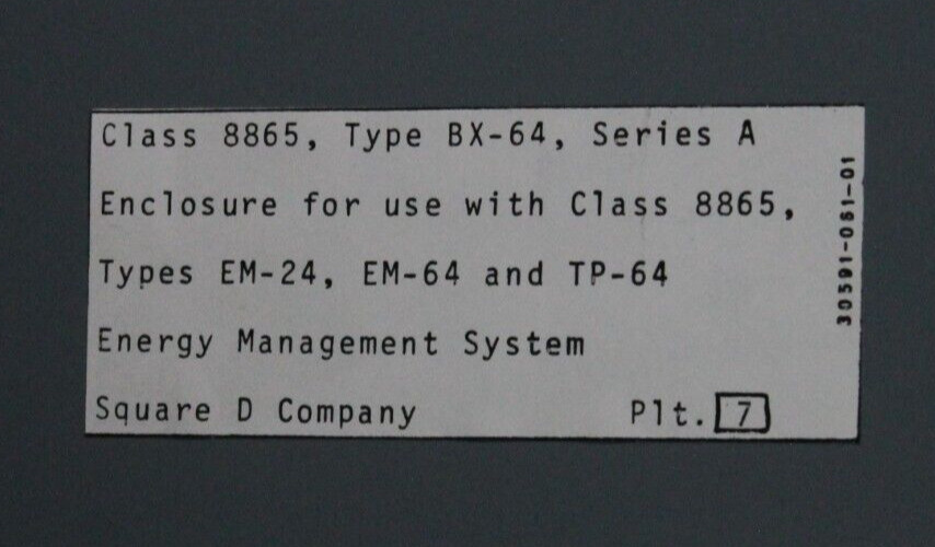 Square D Class 8865 Type BX-64 Enclosure