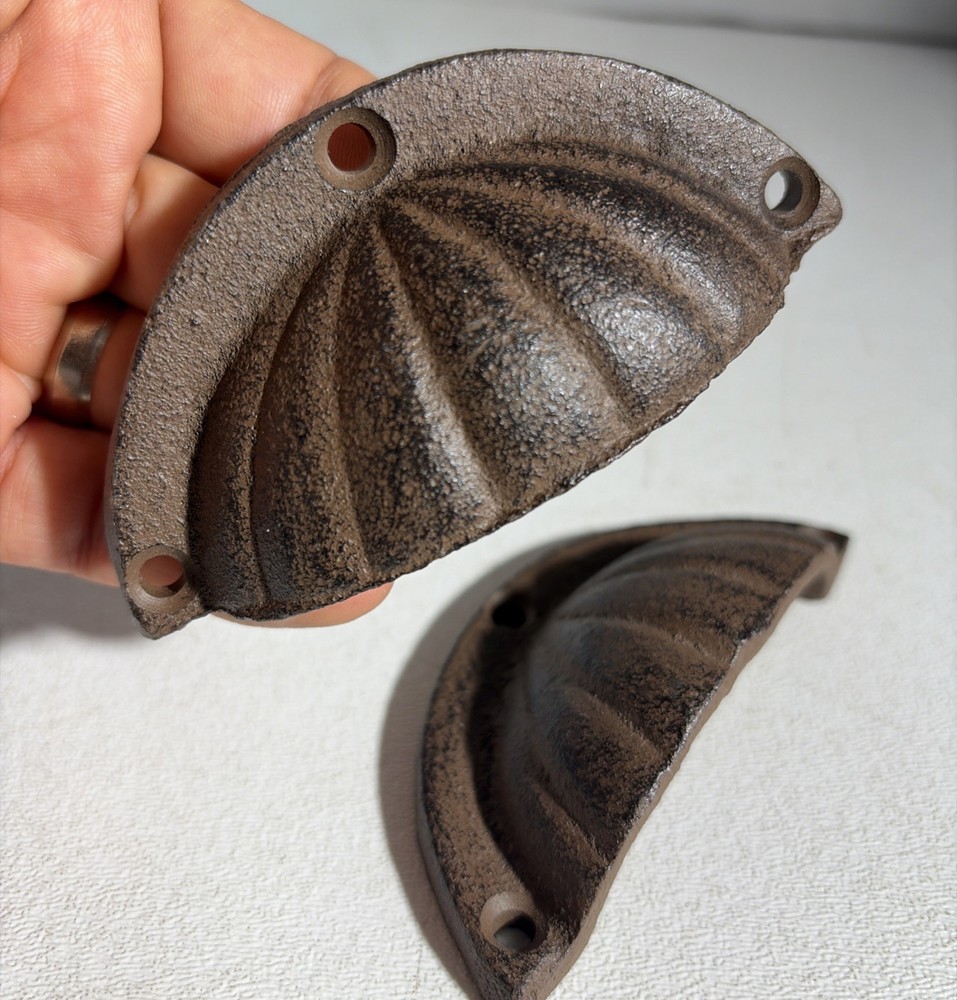 Pair Of Cast Iron Shell Drawer Pulls Handles