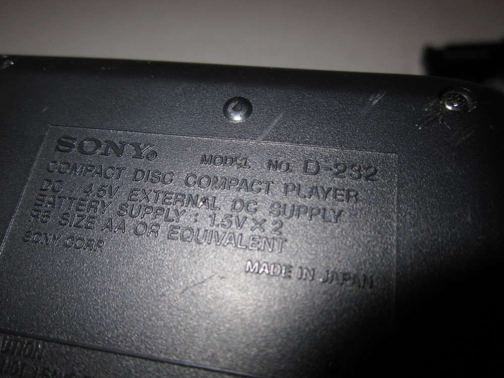 Sony Discman D-232 CD Player ESP MEGA BASS Tested Working W/Everything Original