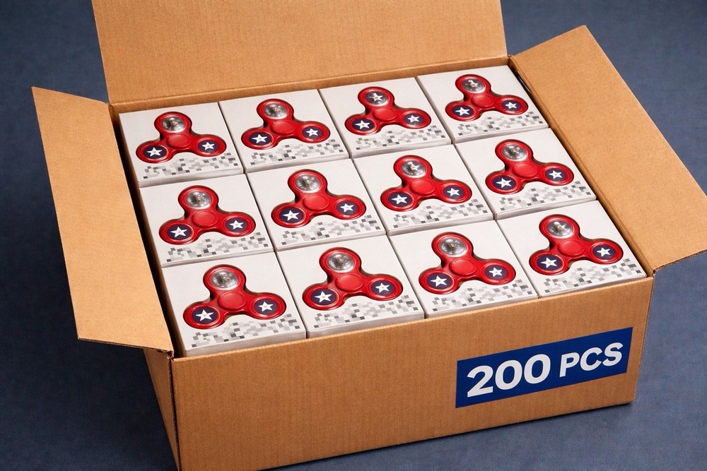 200pcs LED Message Fidget Spinners Red Box Bulk Lot