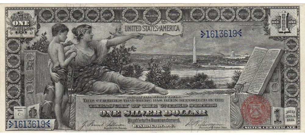 1896 $1 🇺🇸 Wonderful (( EDUCATIONAL NOTE )) Silver Certificate , Sharp Eye VF+