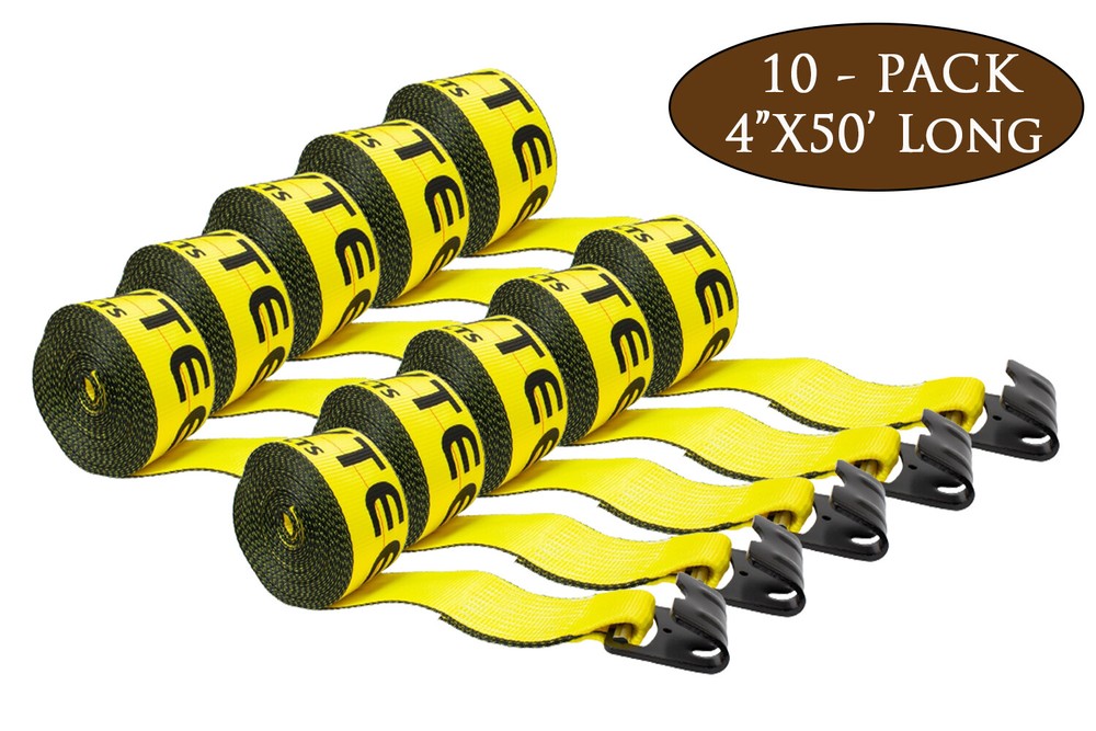 (10 Pack) 4 in. x 50 ft. Winch Strap with Flat Hook