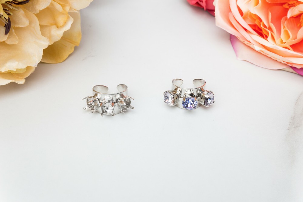 8.5mm | Three Setting Wide Band Adjustable DIY Ring Base | Three Pieces (R404)