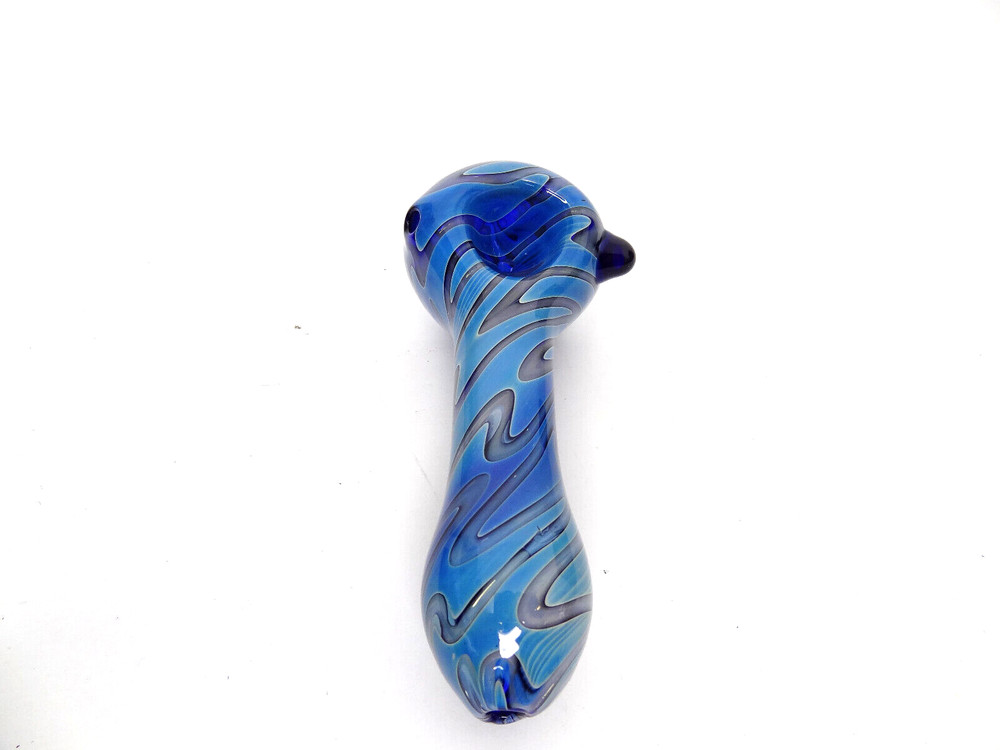 Heady Pattern Glass Hand Pipe – Unique Blue Color Pattern
