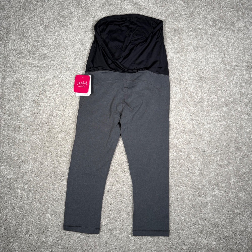Isabel Maternity Active Capri Pants Crossover Panel Gray Women's Size M